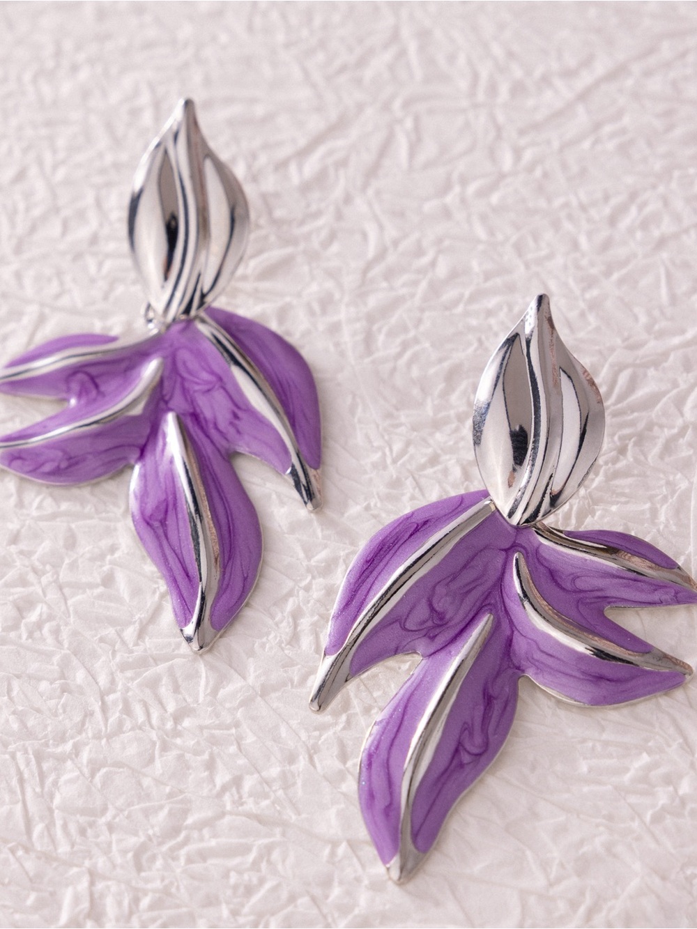 paparazzi Purple Petal Statement Drop Earrings
